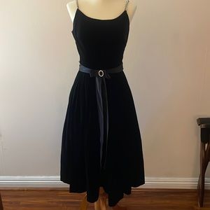 Fabulous black velvet vintage dress. Handmade.